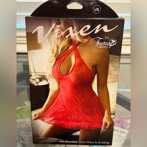Fantasy Lingerie Vixen Red Halter Chemise